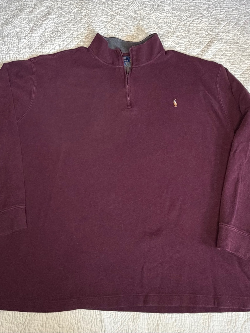 Ralph Lauren Estate Rib Half-Zip Pullover - Burgundy & Gray